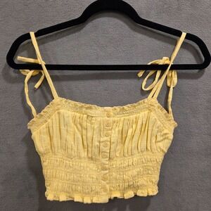 Aeropostale Milkmaid Coquette Cropped Top Womens Size Small Smocked Cottage